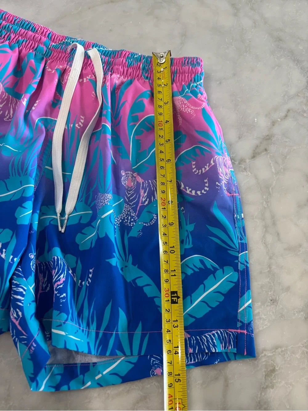 chubbies Blue & Pink Tiger Print Boys Swim Shorts